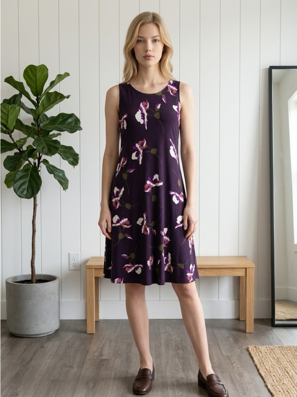Lauren Ralph Lauren Women's Sleeveless Floral Swing Dress - Plum Sz 2 nwot - Picture 3 of 4